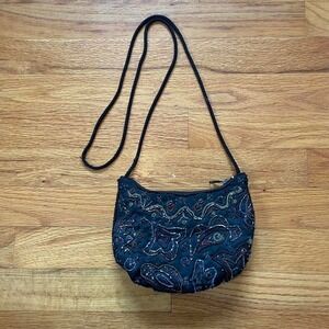 Vintage 90s Black Multicolor Beaded Small Purse Whimsygoth Elegant Quiet Luxury